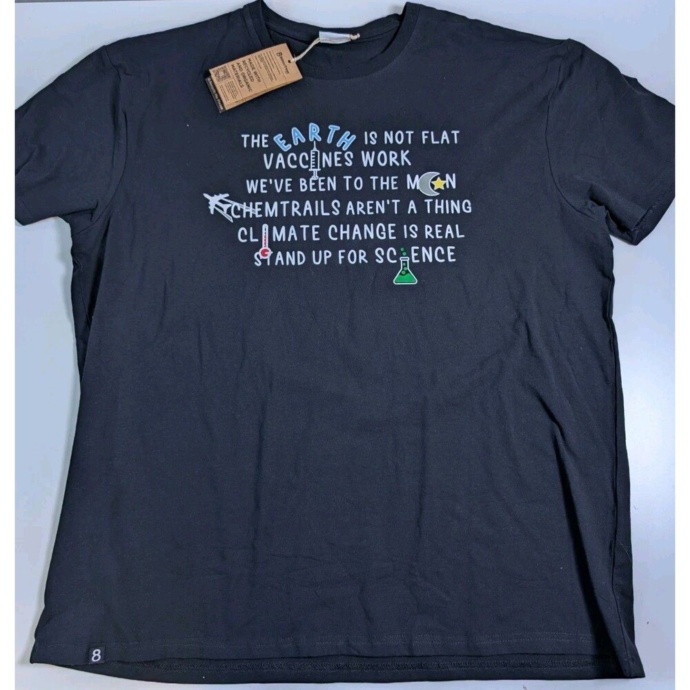 Stand-Up for Science Graphic T-Shirt Very Black XXXL Stretch 8 Billion Trees NWT